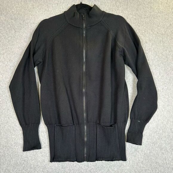 Grace Karin Womens Medium Full Zip Front Cardigan Sweater Black Long Sleeves - Picture 1 of 8